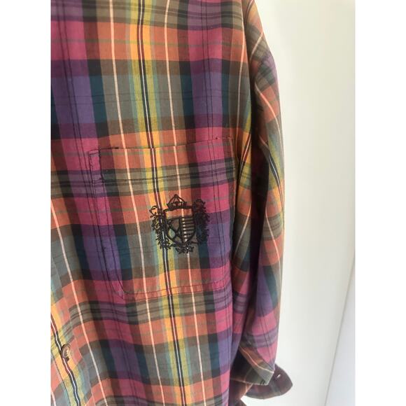 Vintage 90s Plaid Womens Button Down Shirt Size M Cotton Preppy Twee Academia - Picture 5 of 11